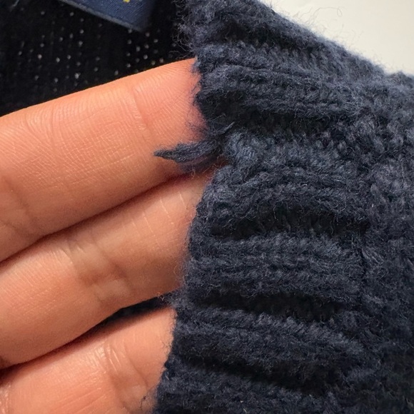 Polo by Ralph Lauren Big & Tall 3XLT Navy Cotton Crewneck Cable-Knit, Red Pony - Picture 13 of 16